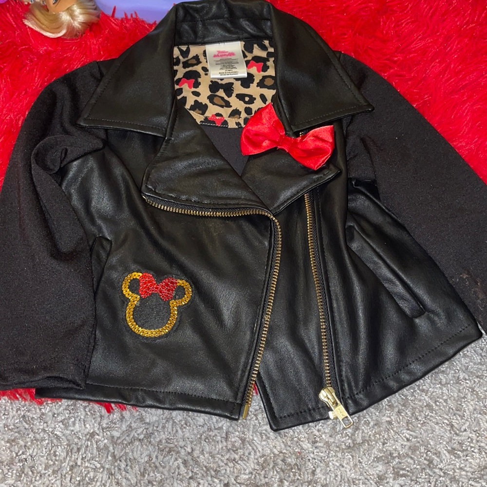 Black Minnie Mouse faux leather jacket